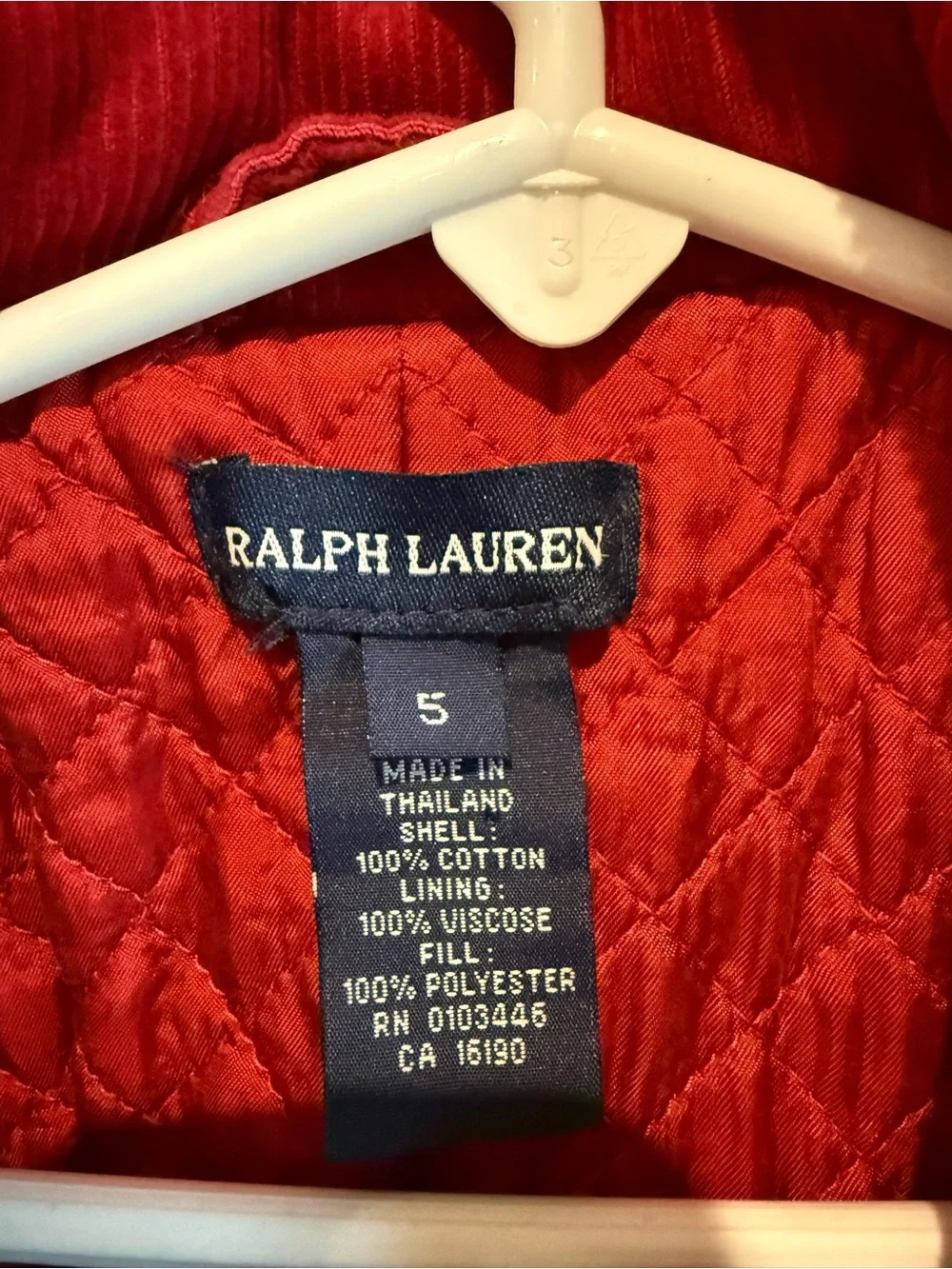 Ralph Lauren Girls Red Corduroy Double Breasted Dress Coat Jacket Size 5